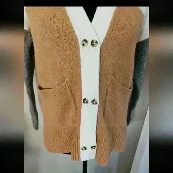 Madewell Womens Allston Double-Button Cardigan Sweater in Colorblock S - Picture 7 of 15